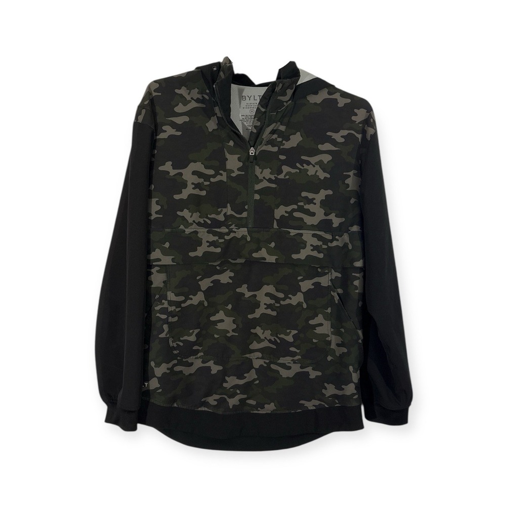 BYLT‎ Elevate Drop Cut Hooded Windbreaker Pullover Mens Medium Camo